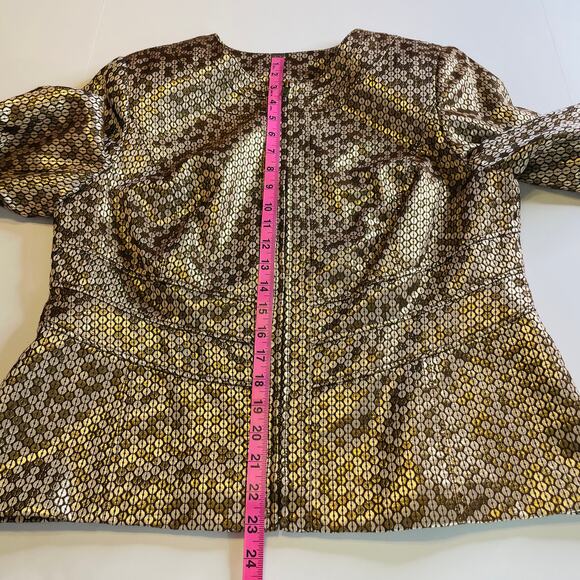 Anthracite by Muse Gold Sparkly Circle Ruched Fun Dressy Zip Jacket Plus 14 - Picture 10 of 10